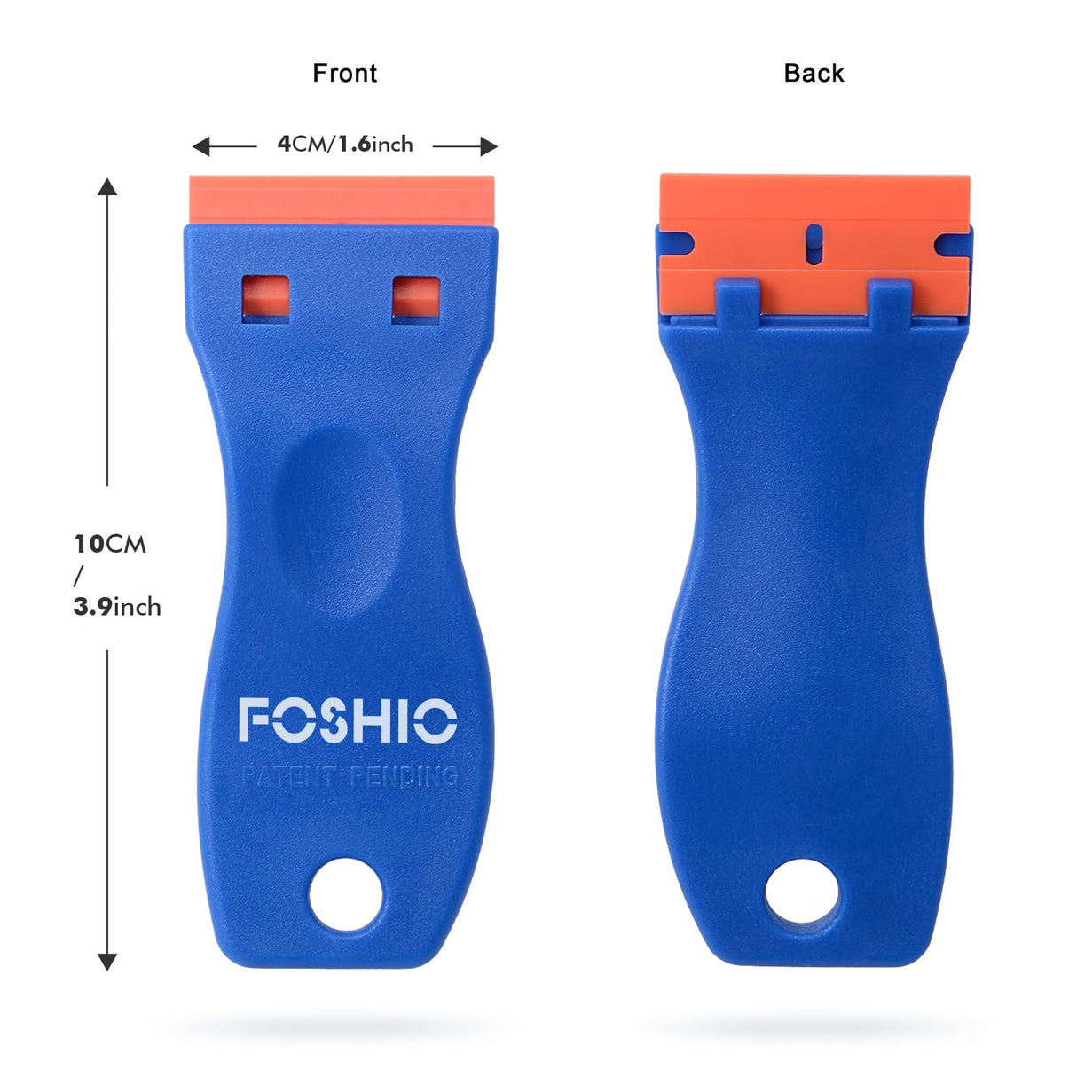 FOSHIO Plastic Razor Blade Scraper Include 2PCS Scraper Tool and 100PCS Blades for Gasket Remover, Labels Decal and Adhesive Remover for Windows and Glass,Blue FOSHIO