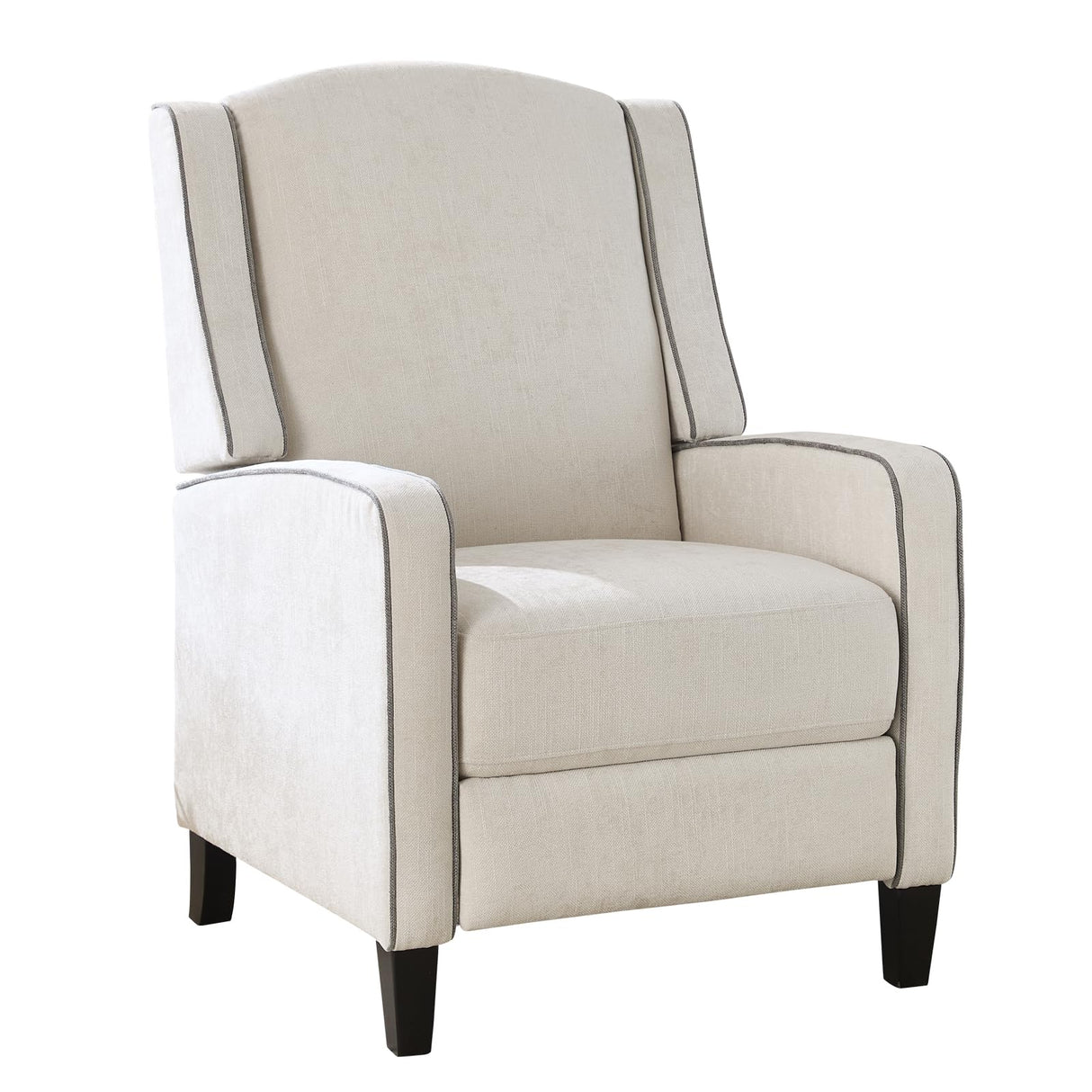 ANJ Push Back Recliner Chair, Soft Fabric Lounge Armchair,Wingback Recliner Single Sofa Chair with Steel-Reinforced Frame,Adjustable Pushback Chair for Living Room, Beige ANJ