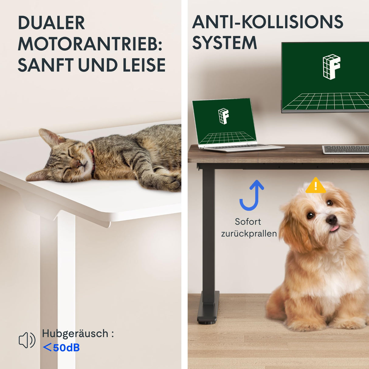 FLEXISPOT 71 x 32 Inch Dual Motor Standing Desk, Computer Desk with Memory Controller, Home Office Desk with Splice Board (White Frame + 71" White Desktop, 2 Packages) FLEXISPOT