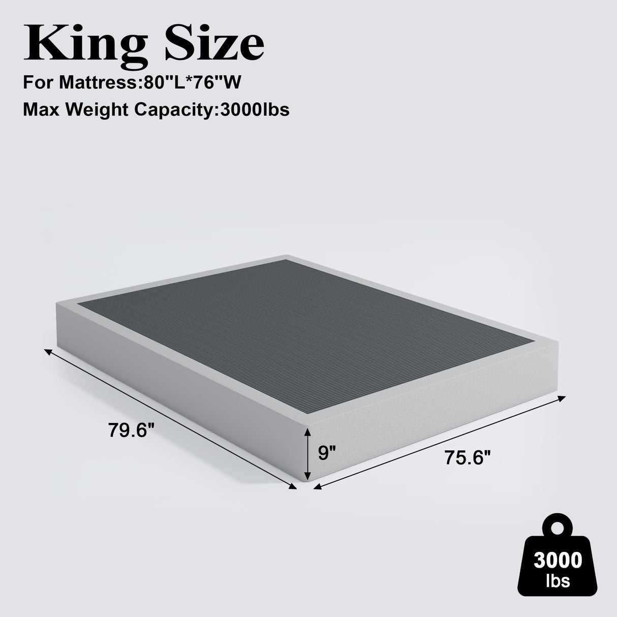 Vehowy 9 Inch Box Spring for King Bed,Heavy Duty Box Spring Mattress Foundation/Metal Bed Base/Noise Free/Non-Slip/Easy Assembly Vehowy