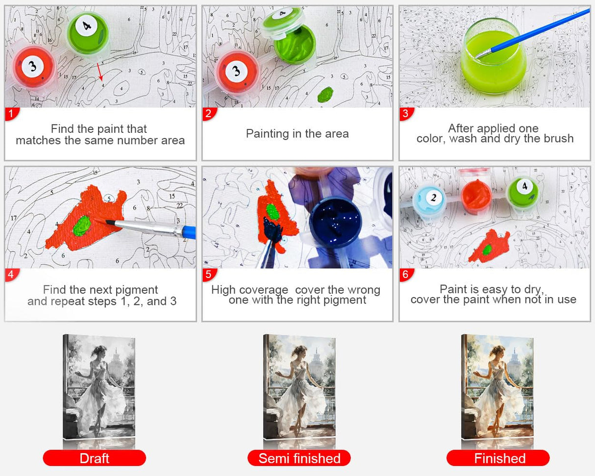 TUMOVO Paint by Numbers Kit for Adults, Adult Paint by Number - Elegant Dancing Bride Romantic Ballroom DIY Painting by Numbers, Relaxing Arts and Crafts for Adults(16x20 Inch) TUMOVO