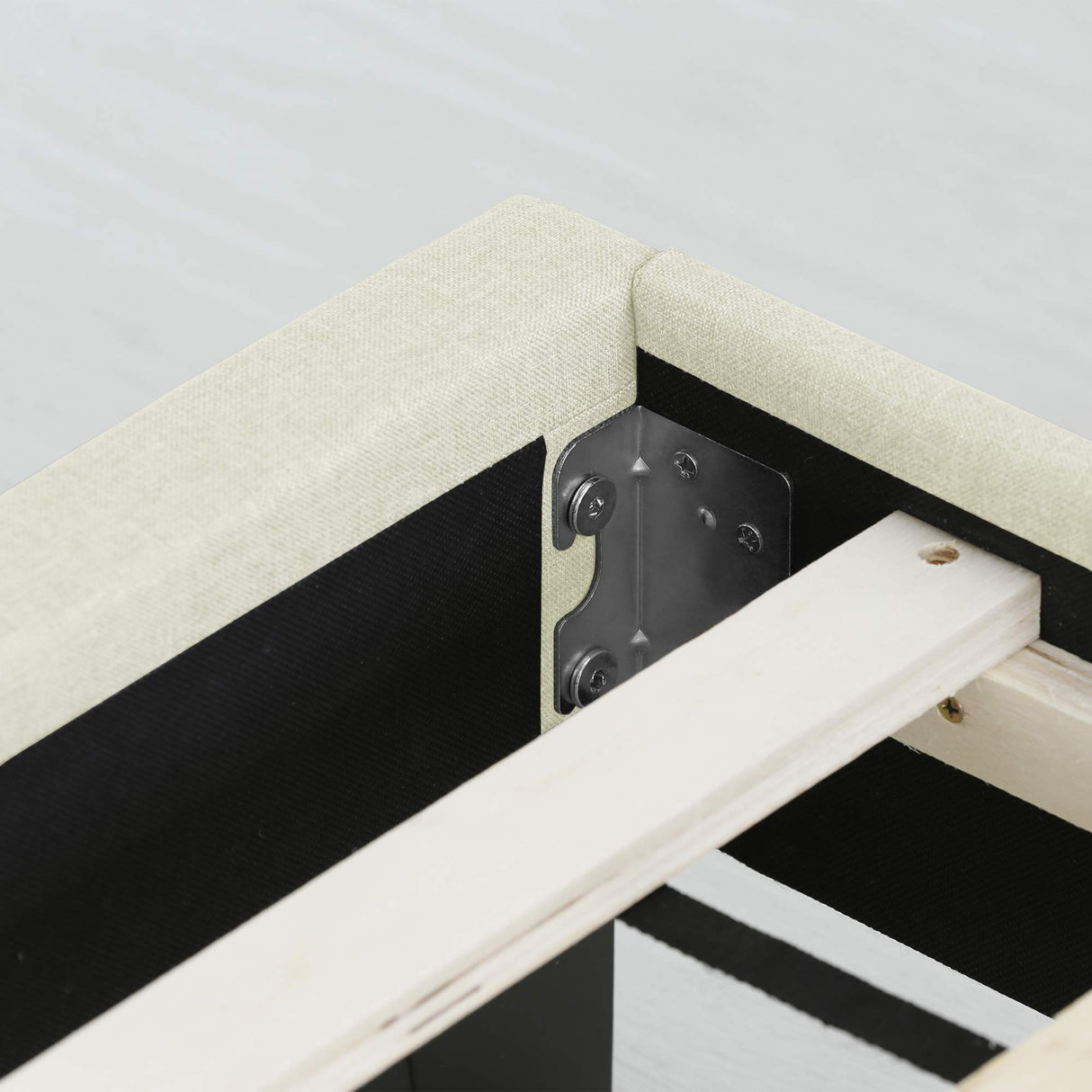 Furinno Laval Button Tufted Upholstered Platform Bed Frame, Twin, Linen Furinno