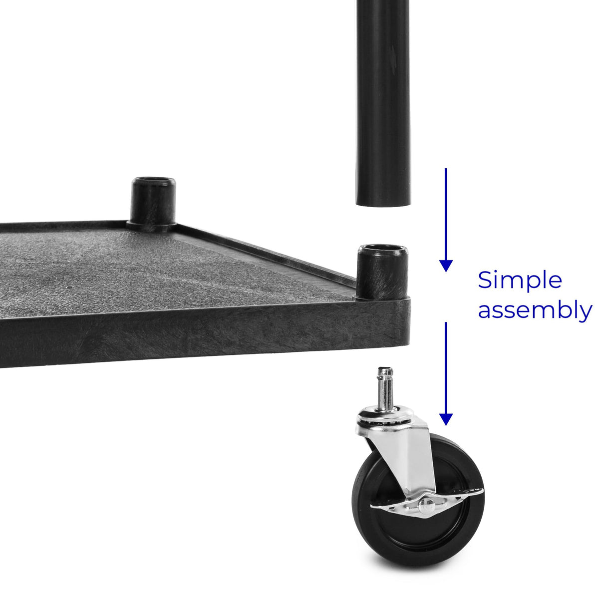 Line Leader Plastic AV Cart with Keyboard Tray and Locking Metal Cabinet, Heavy Duty Mobile Workstation with 4 Rolling Casters, 2 Locking Brakes, Heavy Duty, Holds up to 75 lbs (42 Inch w Cabinet) Stand Steady