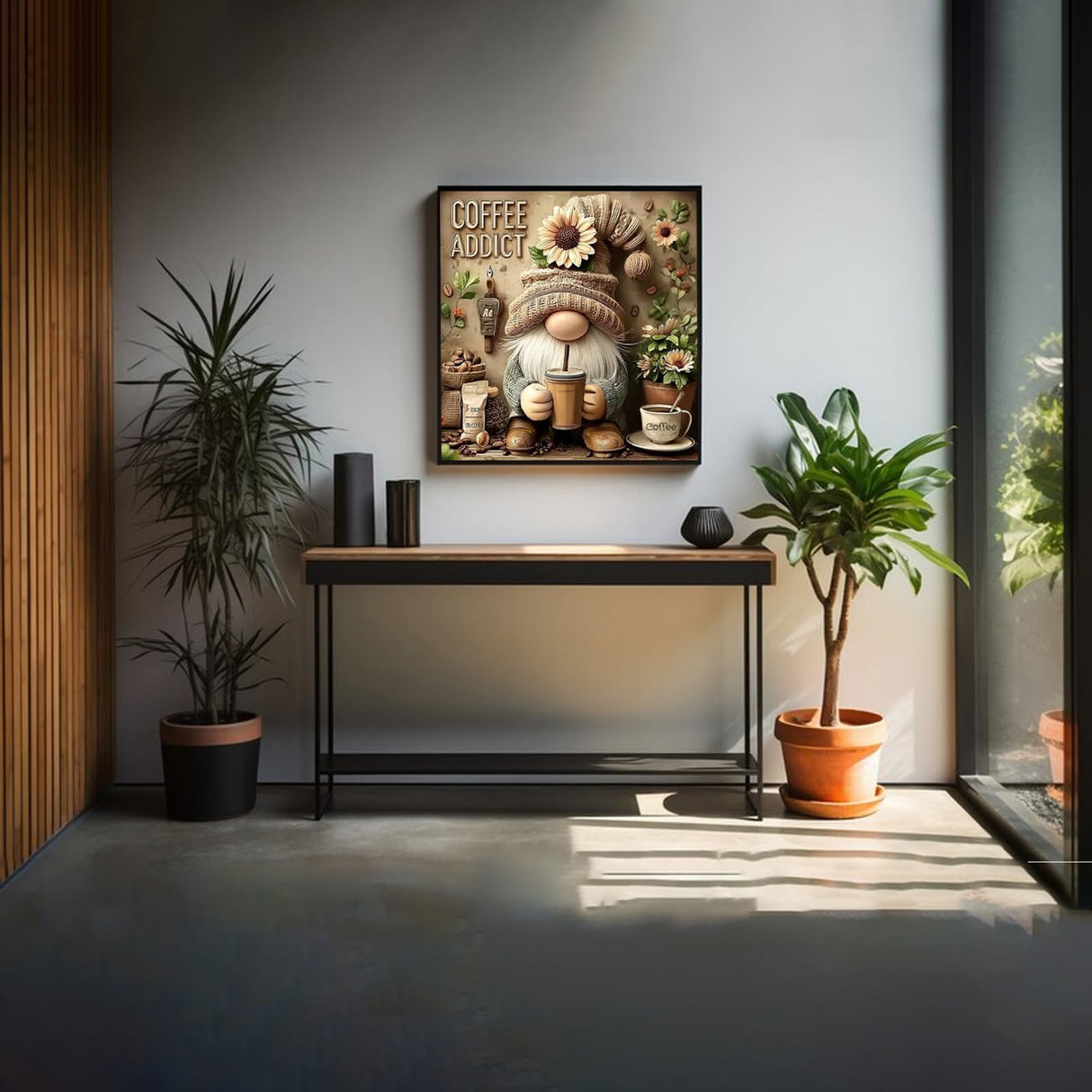 5D Diamond Art Painting Kits for Adults,Gnome Drinks Coffee Diamond Painting for Beginner, DIY Full Drill Round Coffee Addict Paint by Diamond Dot Gem Arts for Home Decor 12x12IN DIYDECORFUN