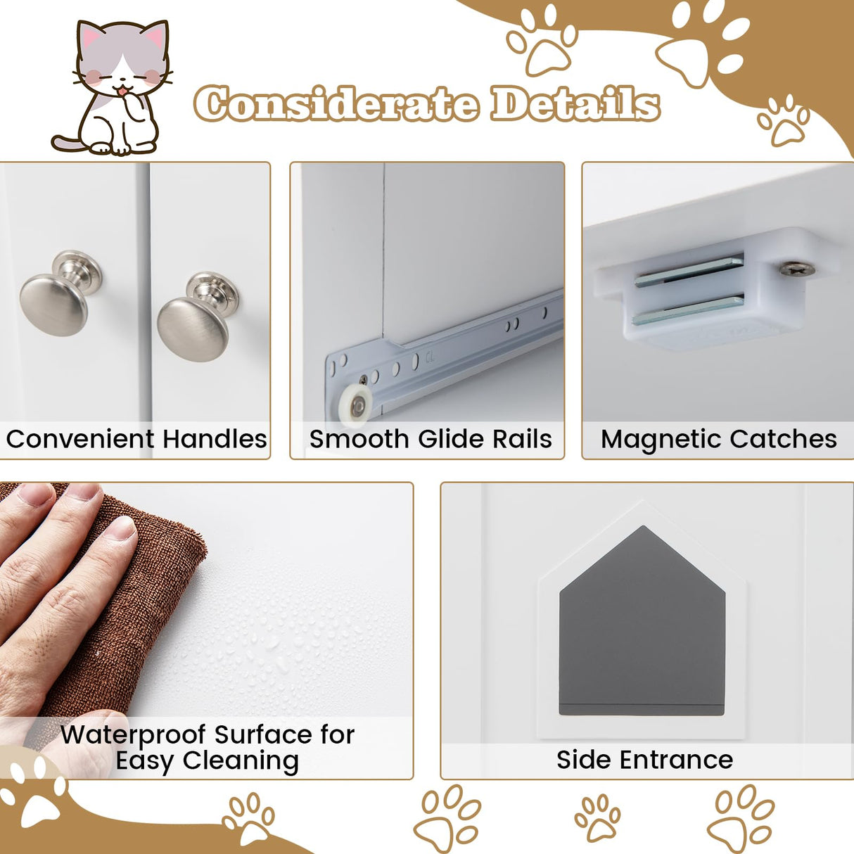 Tangkula Litter Box Enclosure, 31.5 Inch Enclosed Cat Box Cabinet with 2 Storage Drawers, Double Doors & 2 Open Shelves, Hidden Cat Washroom, Modern Cat Litter Box Furniture for Indoor Cats Tangkula