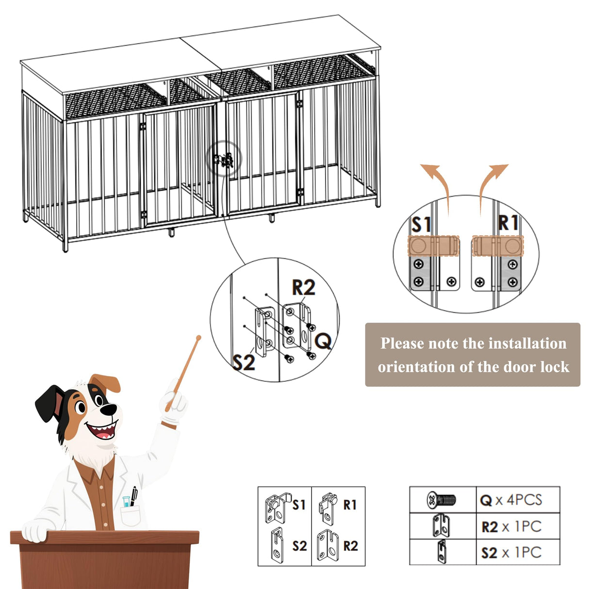 HOSTACK Double Dog Crates Furniture, 71" Wide Indoor Dog Kennel with 3 Drawers, Farmhouse Dog Cage for 2 Large/Medium Dogs, Heavy Duty Dog Crate with Removable Room Divider, Wooden Pet House, White HOSTACK