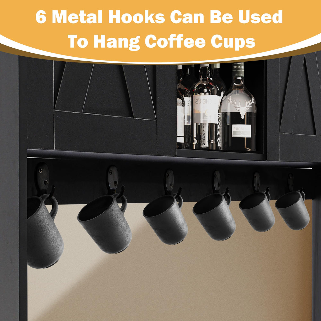 Grepatio 71" Kitchen Pantry Cabinet, Pantry Cabinet with Charging Station, Storage Cabinets with Door, Adjustable Shelves and Hooks, Farmhouse Kitchen Hutch for Dining Room, Living Room (Black) Grepatio