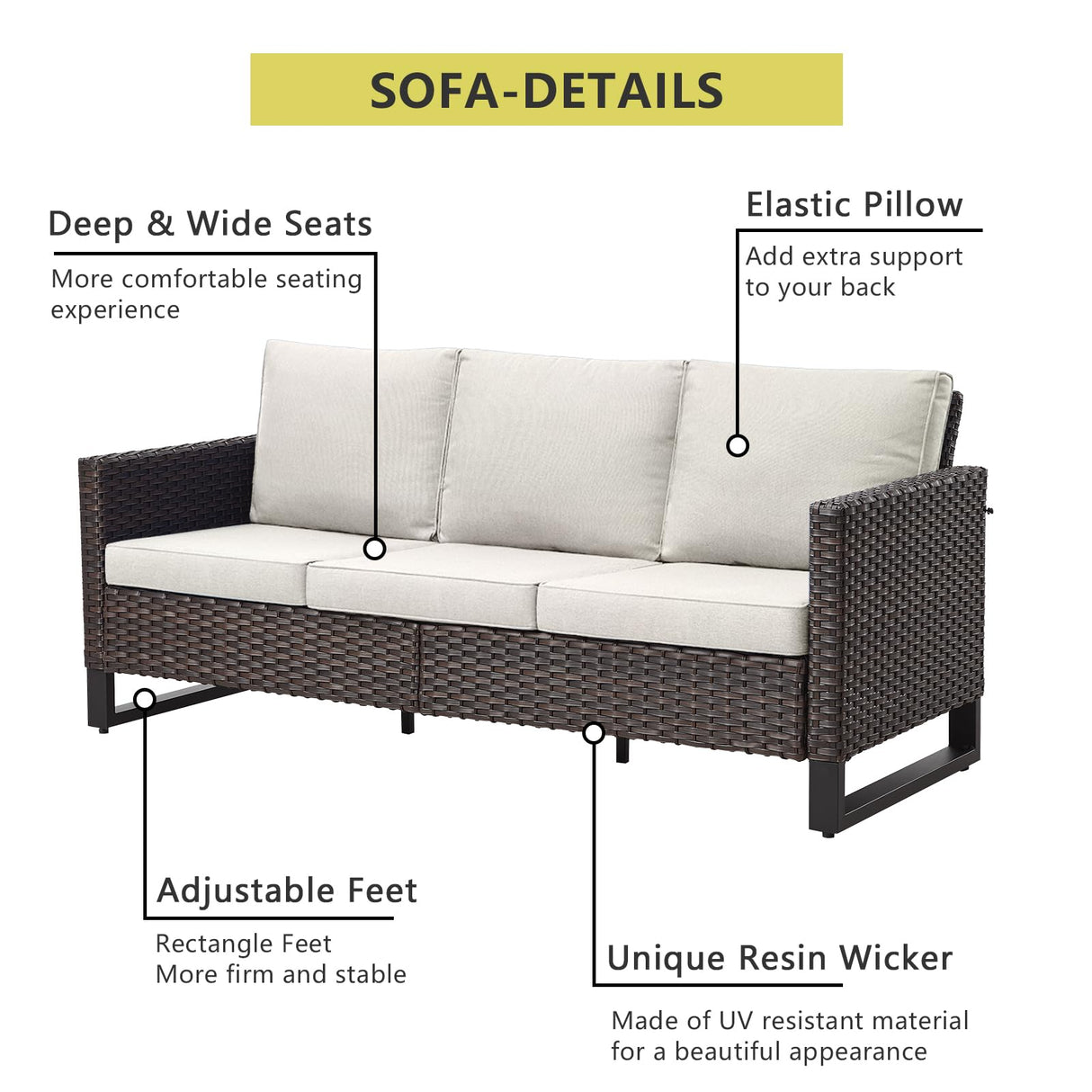 HUMMUH 8 Piece Patio Furniture Set PE Wicker Outdoor Sectional Sofa and Patio Swivel Chairs Outdoor Dining Table Ottomans for Porch,Garden,Backyard,Deck(Brown/Beige) HUMMUH