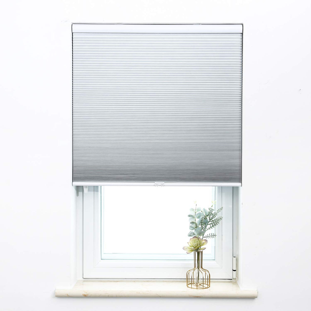 Cellular Shades Cordless Blackout Honeycomb Blinds Fabric Window Shades White(Blackout), 34" W x 64" H SBARTAR