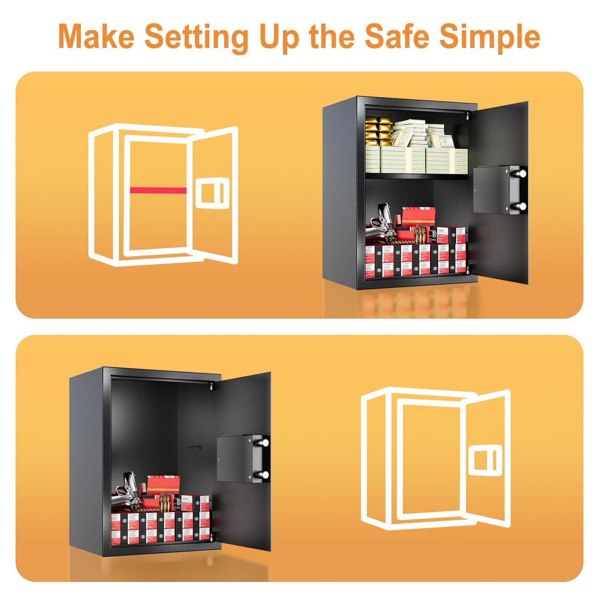 Locksworth Safe for Home, 1.9 Cubic Feet Safety Box for Money, Jewelry, Documents and Guns, Security Safe for Office, Hotel, 13.8"W x 12.2"D x 19.7"H Locksworth