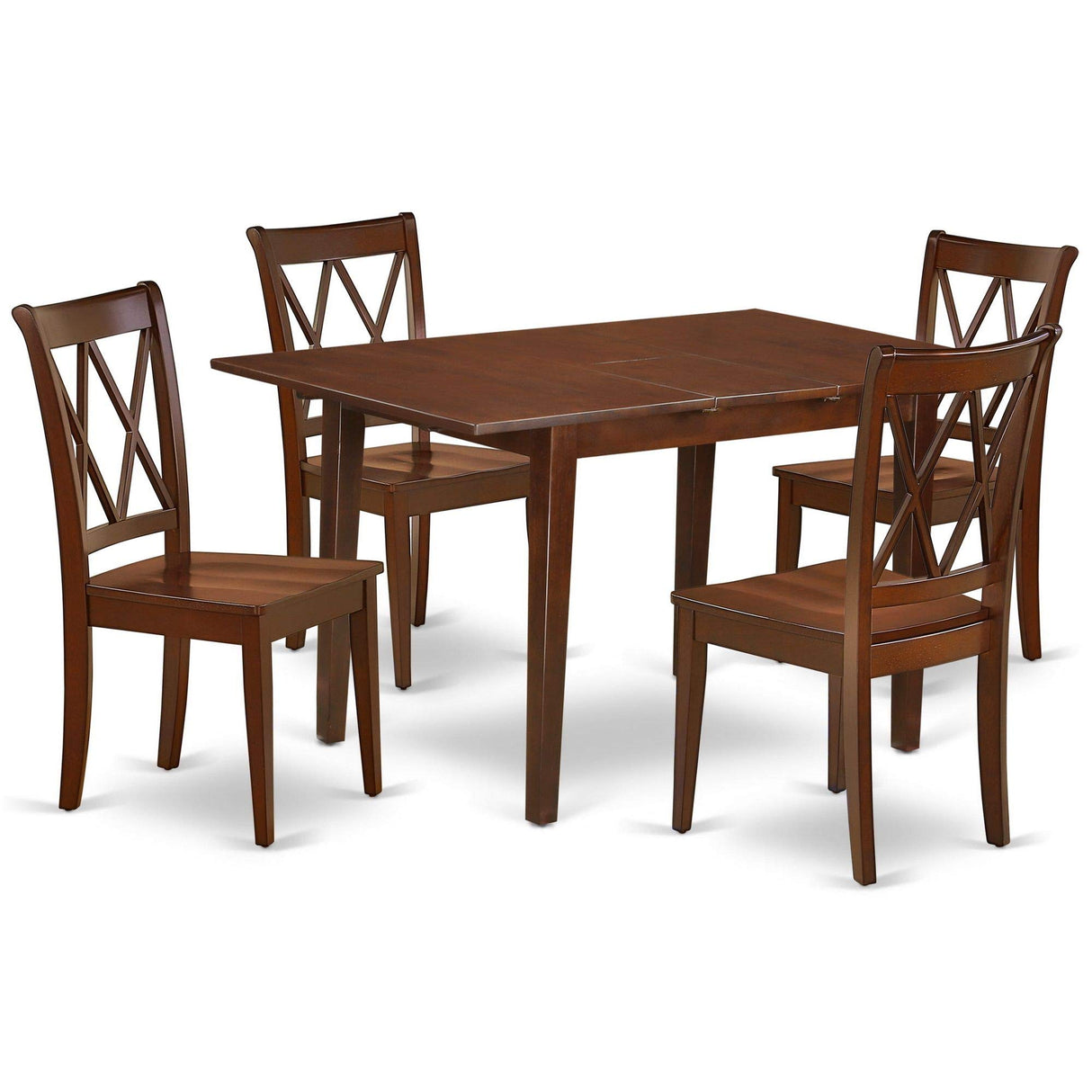 East West Furniture NOCL5-MAH-W 5 Piece Dining Set Includes a Rectangle Dining Table with Butterfly Leaf and 4 Kitchen Chairs, 32x54 Inch, Mahogany East West Furniture