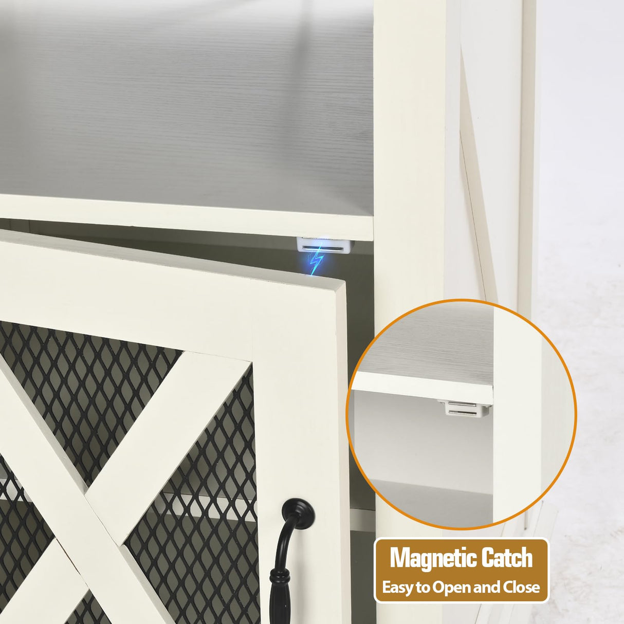 Livofloral Farmhouse End Tables with Charging Station, LED Nightstand with Power Outlets, Bedside Table with Charger Station, White Side Table for Living Room with Storage & Barn Door Livofloral