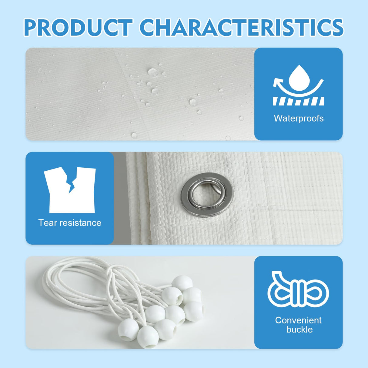 10 x 20 ft Canopy Replacement Cover for Carport, Heavy Duty Waterproof & UV Protected Garage Top Tent Shelter Tarp, Tear-Resistant Car Shed Tarpaulin Cover with 48 Ball Bungees (Cover Only) Elecoman