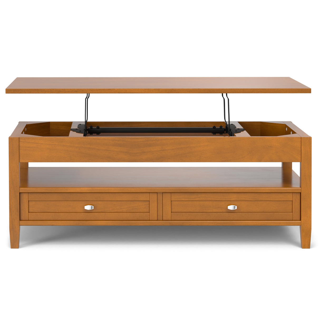 SIMPLIHOME Warm Shaker SOLID WOOD Wide Rectangle Transitional Lift Top Coffee Table for The Living Family Room, 48 inch, Light Golden Brown SIMPLIHOME