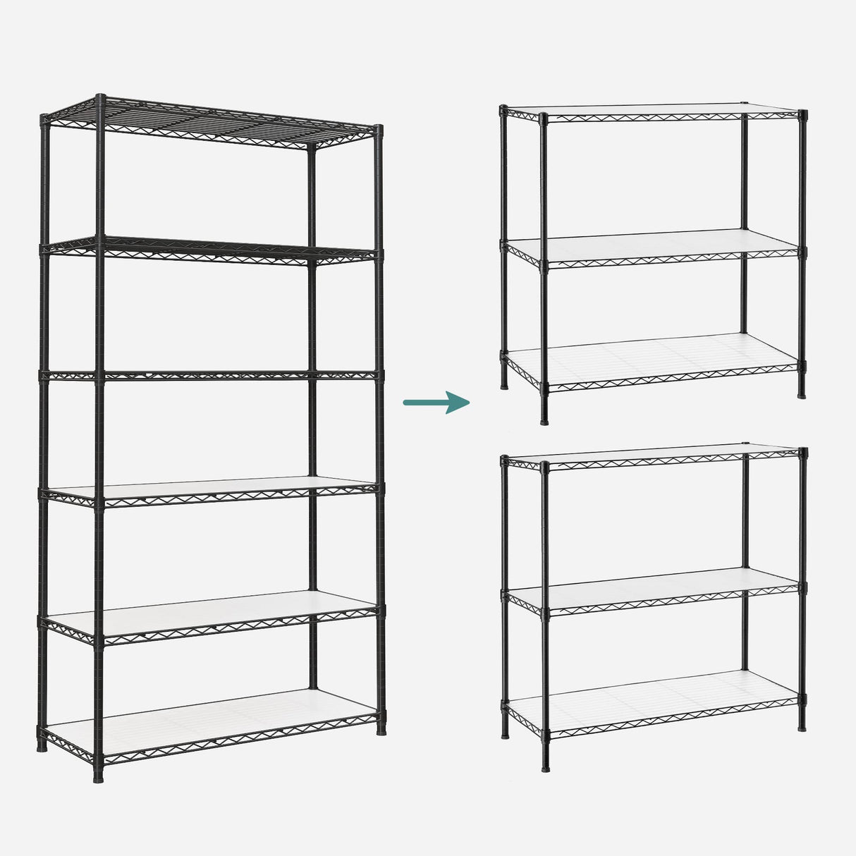 SONGMICS 6-Tier Storage Shelves, Wire Shelving Unit, Kitchen Metal Shelves, Storage Rack with Adjustable Shelves, Shelf Liners, 8 Hooks, for Garage, 13.8 x 35.4 x 69.7 Inches, Black ULGR096B01 SONGMICS