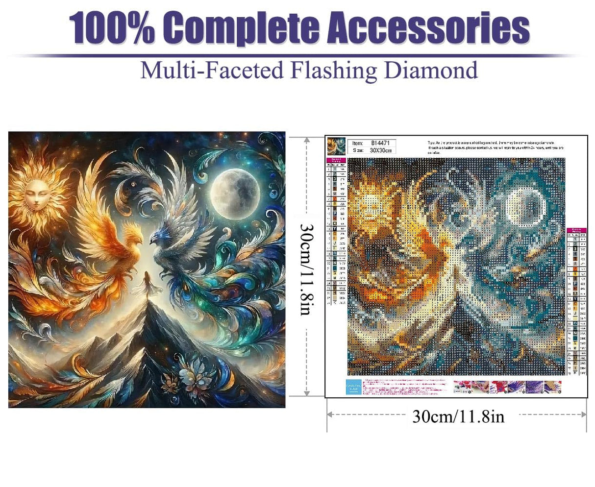BOHADIY Phoenix Diamond Painting Kit for Adults - 5D Moon Art Kit for Beginners, Full Drill DIY Gem Art With Painting Kit for Home Wall Decor, 12 x 12 Inch BOHADIY