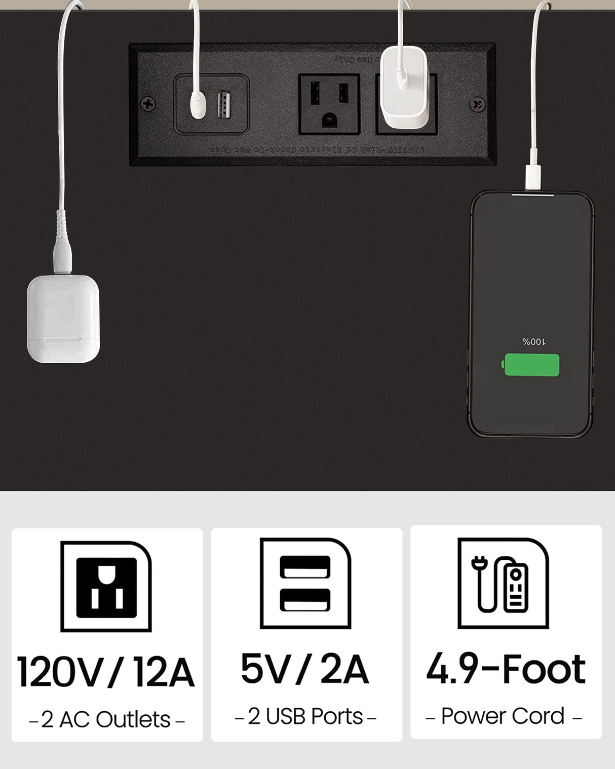 TUTOTAK End Table with Charging Station, Set of 2, Side Table with USB Ports and Outlets, Nightstand, 2-Tier Storage Shelf, Sofa Table for Small Space, Living Room, Bed Room TB01BK041 TUTOTAK