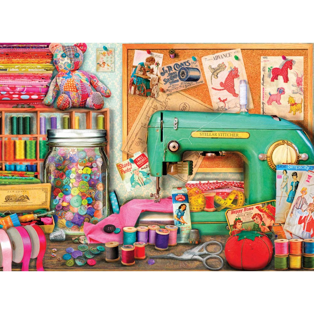 Bits and Pieces – 1500 Piece Jigsaw Puzzle for Adults – Sewing Desk - Jigsaw Puzzles by Artist Aimee Stewart, Completed Puzzle Size: 24" x 33" Bits and Pieces