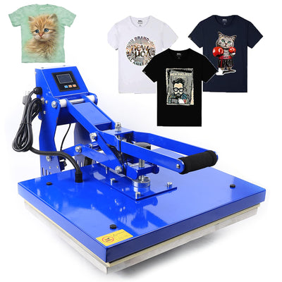 16"x20" Heat Press Machine 5-in-1 Digital Sublimation, Magnetic Semi-Auto Vertical Transfer Press for T-Shirts, Mugs, Hats, Caps & Plates | Blue