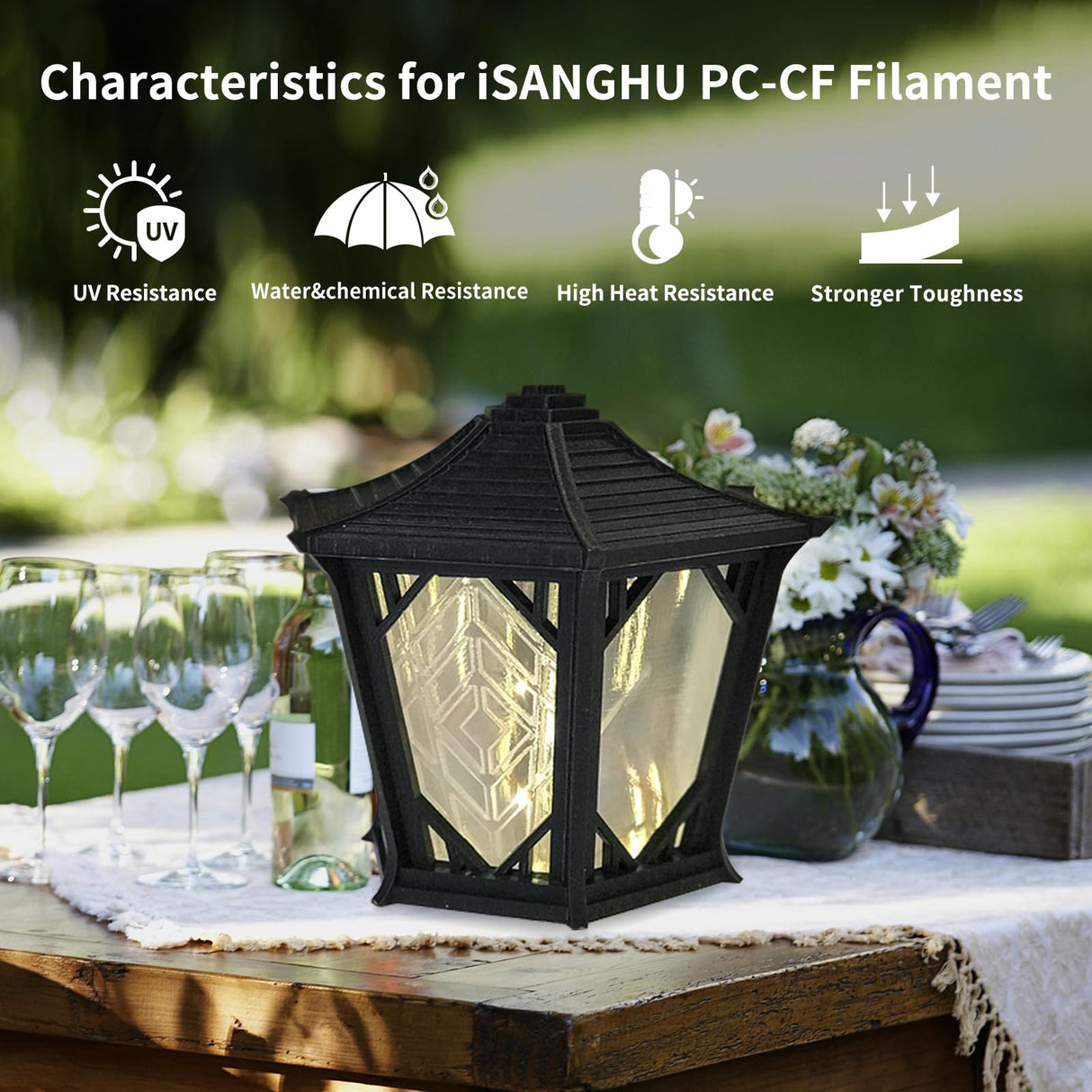 iSANGHU Carbon Fiber Polycarbonate Filament 1.75mm, UV/Heat Resistance PC-CF 3D Printer Filament, Carbon Fiber PC Filament for High-Temperature Technical Parts, 1kg(2.2lbs) Spool iSANGHU