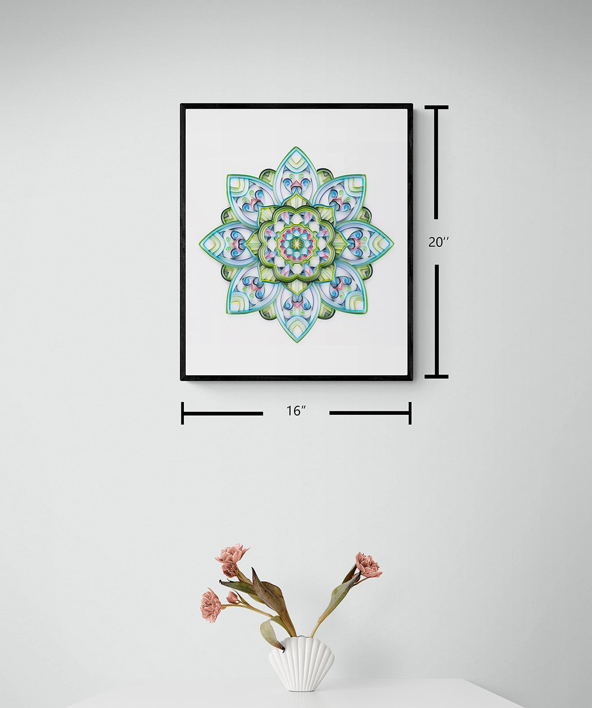 Uniquilling Quilling Kit, Paper Quilling Kits, 16 * 20-in Green Mandala Paper Filigree Kits with Quilling Tools& Using Manual, DIY Quilling Artwork Modern Wall Art for Living Room Uniquilling