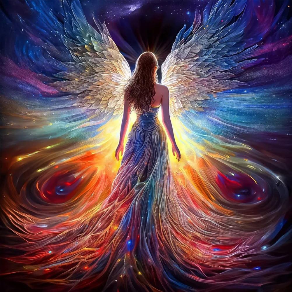WSLWXSHM Diamond Painting Kits for Adults, Round Full Drill Diamond Art Kits, 5D DIY Paint with Diamonds Crafts for Home Wall Decoration Gifts 12×12Inch, Angel Fairy WSLWXSHM