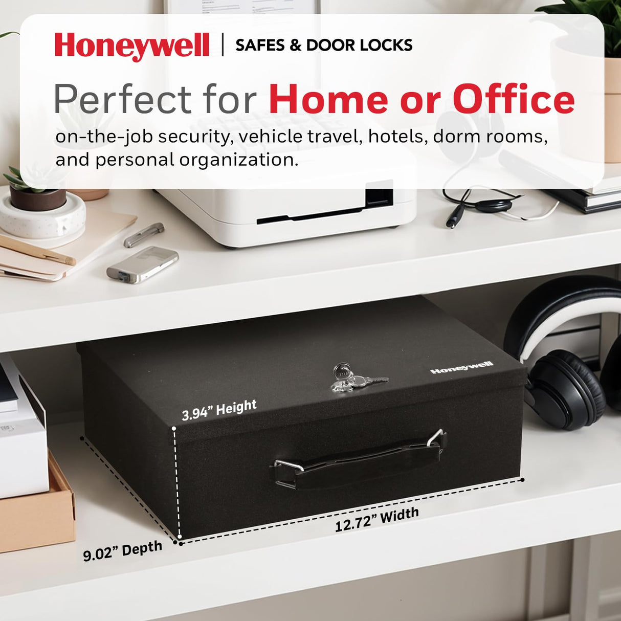 Honeywell Safes & Door Locks - Small Safe Box for Home - Fire Resistant Documents Lock Box with Keys - Steel Security with Key Lock for Personal Items, Jewelry, Money - 0.17 Cubic Feet - Black - 6104 Honeywell