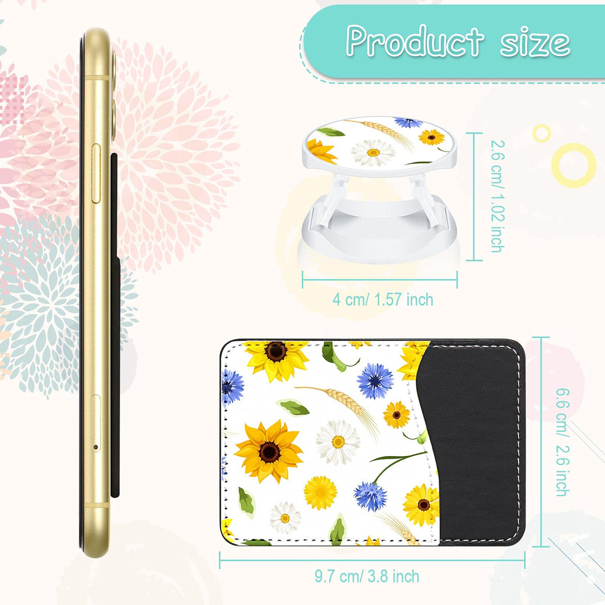 Frienda 10 Pieces Sublimation Blank Phone Wallet PU Leather Card Holder Pocket Adhesive Cell Phone Case Holder with 10 Pieces Collapsible Sublimation Phone Holders for Back of Most Smartphones Frienda