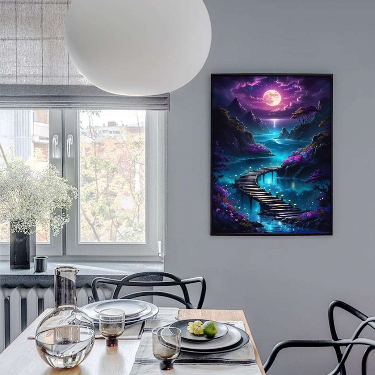 PHANTASYART Diamond Paintings for Adults-Moon Paint by Diamonds,Mountains 5D Diamond Art,DIY Full Drill Diamond Paintings Gem Art Kit and Crafts Perfect for Gifts and Home Wall Decor 12x16inch PHANTASYART