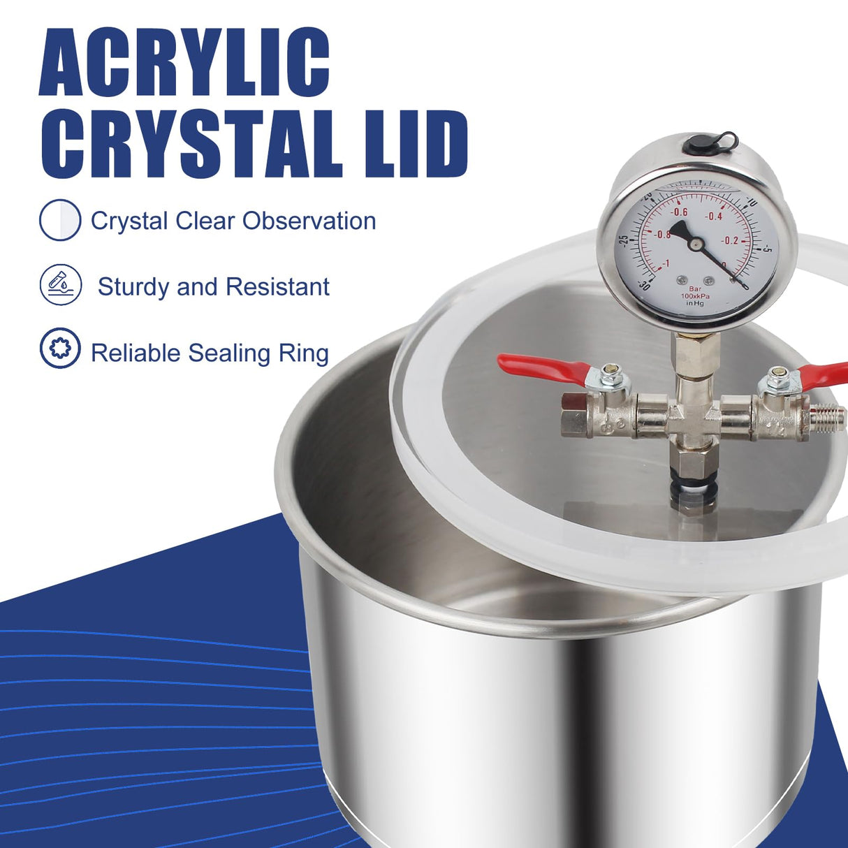 BACOENG 1 1/2 Gallon 3.6 CFM Vacuum Chamber with Pump, Degassing Vacuum Chamber Kit for Resin BACOENG