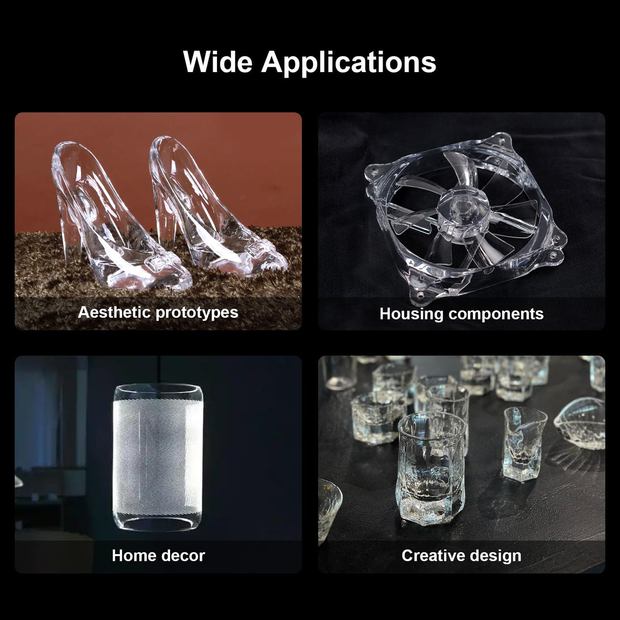 NextShapes Clear Pro 3D Printer Resin, Glass-Like Ultra High Transparency, Non-Yellowing & Non-Brittle, High Precision 405nm UV Curing Resin for LCD/DLP 3D Printing (Clear, 500g) NextShapes