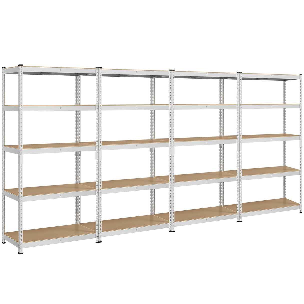 Topeakmart 4PCS 5-Tier Utility Shelves, Metal Storage Shelves Garage Shelving Unit Adjustable Garage Storage Shelves Storage Racks Heavy Duty Shed Shelving- Silver, 35.5 x 17.5 x 72 Inch Topeakmart