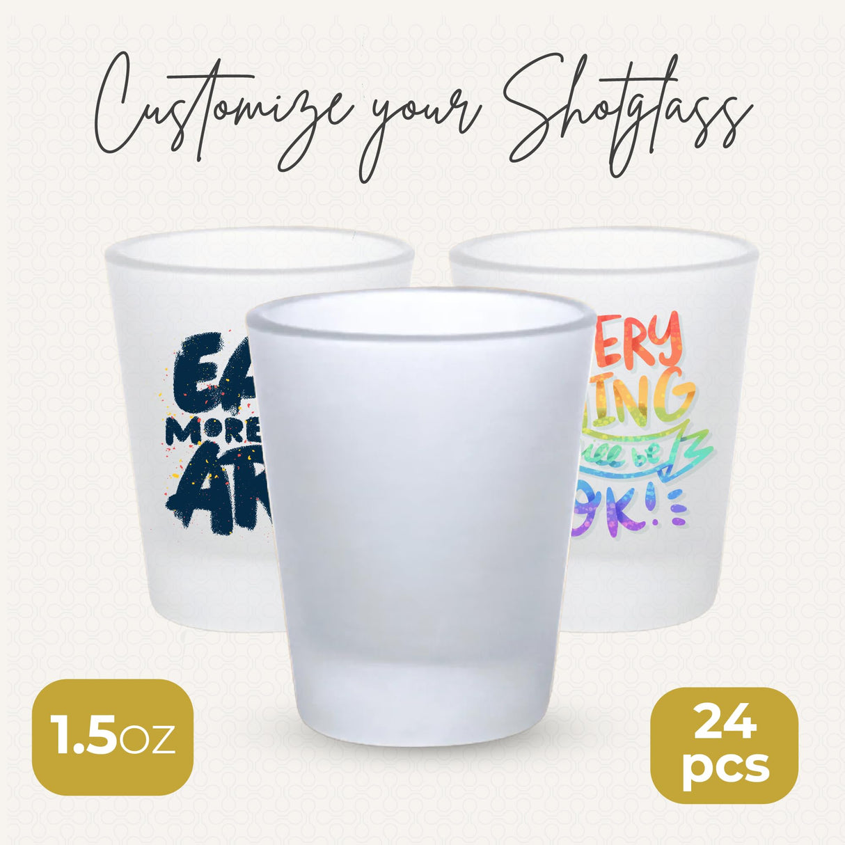 Your Dream Party Shop Sublimation Shot Glasses 24 Pcs, 1.5 oz Each, Sublimation Shot Glass Blanks, Shot Glass, Blank Shot Glasses, Glass Sublimation Blanks, Long Shot Glasses, White Shot Glasses Your Dream Party Shop