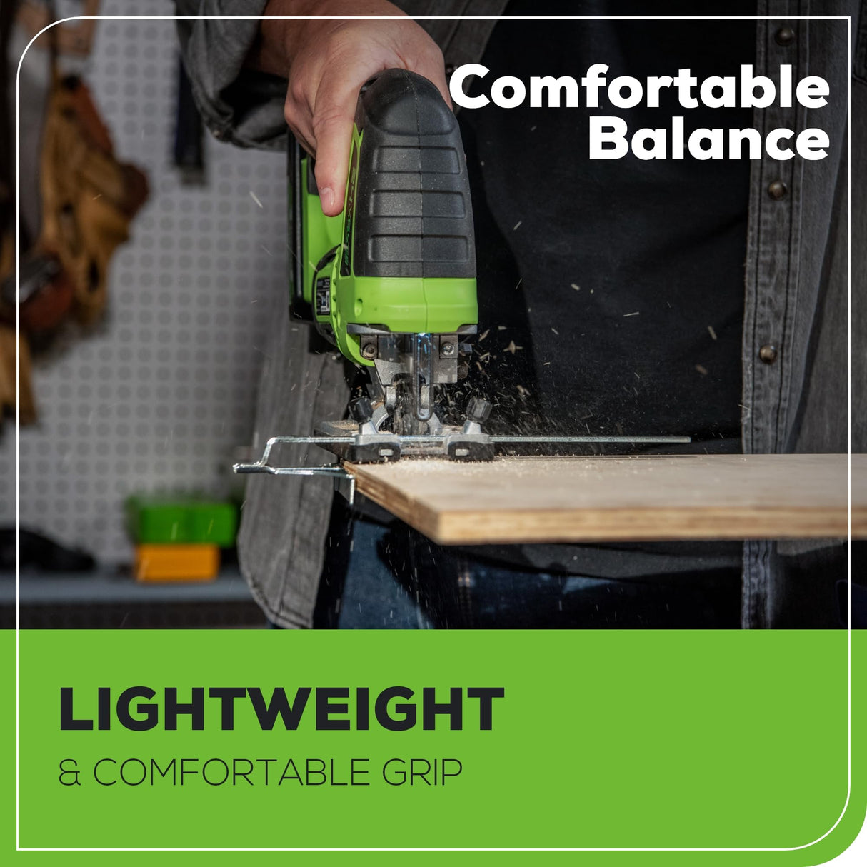 Greenworks 24V Jig Saw,Brushless 1 Inch Jigsaw,3000 SPM,45° Cutting Angle,4 settings Orbital Motion,24V Charger and 4Ah USB Battery Greenworks