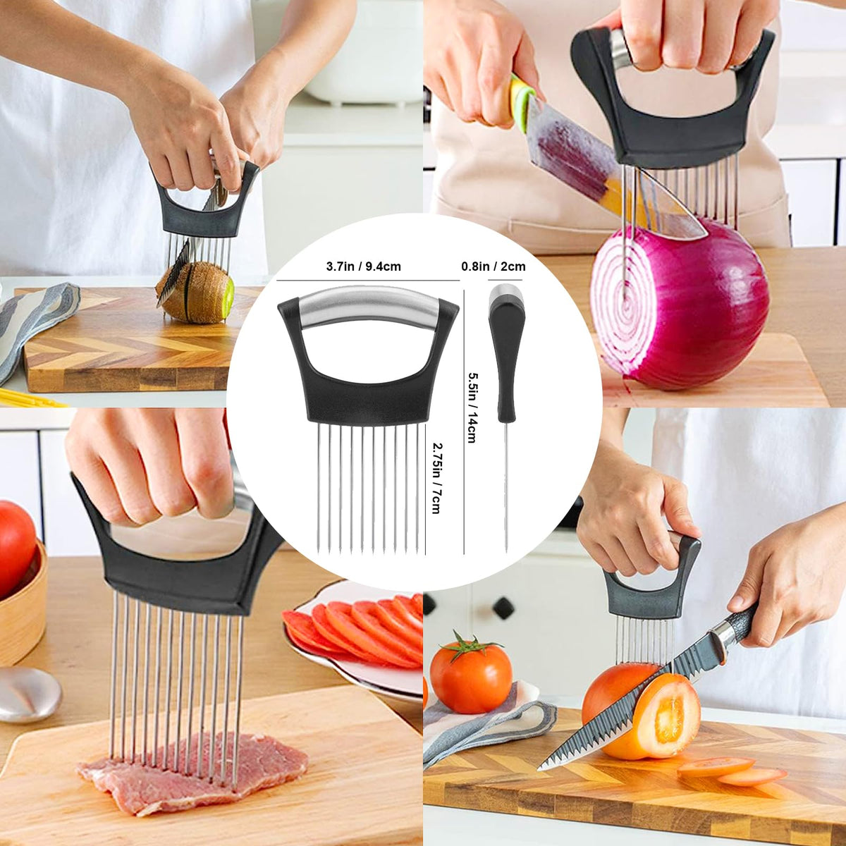 JAYVAR Onion Holder for Slicing, Lemon Slicer Onion Cutter for Slicing, Vegetable Cutter for Potato and Tomato, Avocados, Eggs, Food Slicer Assistant Tool for Slicing Fruit Lemon and Meat JAYVAR