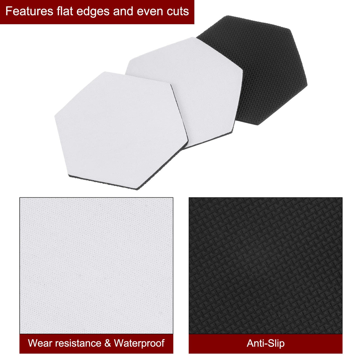 HARFINGTON 30pcs Sublimation Coasters Blanks 4 Inch Hexagon Shape Car Coasters Sublimation Blanks Heat Transfer Painting Cup Mat Pad for DIY Crafts Cup Coasters HARFINGTON