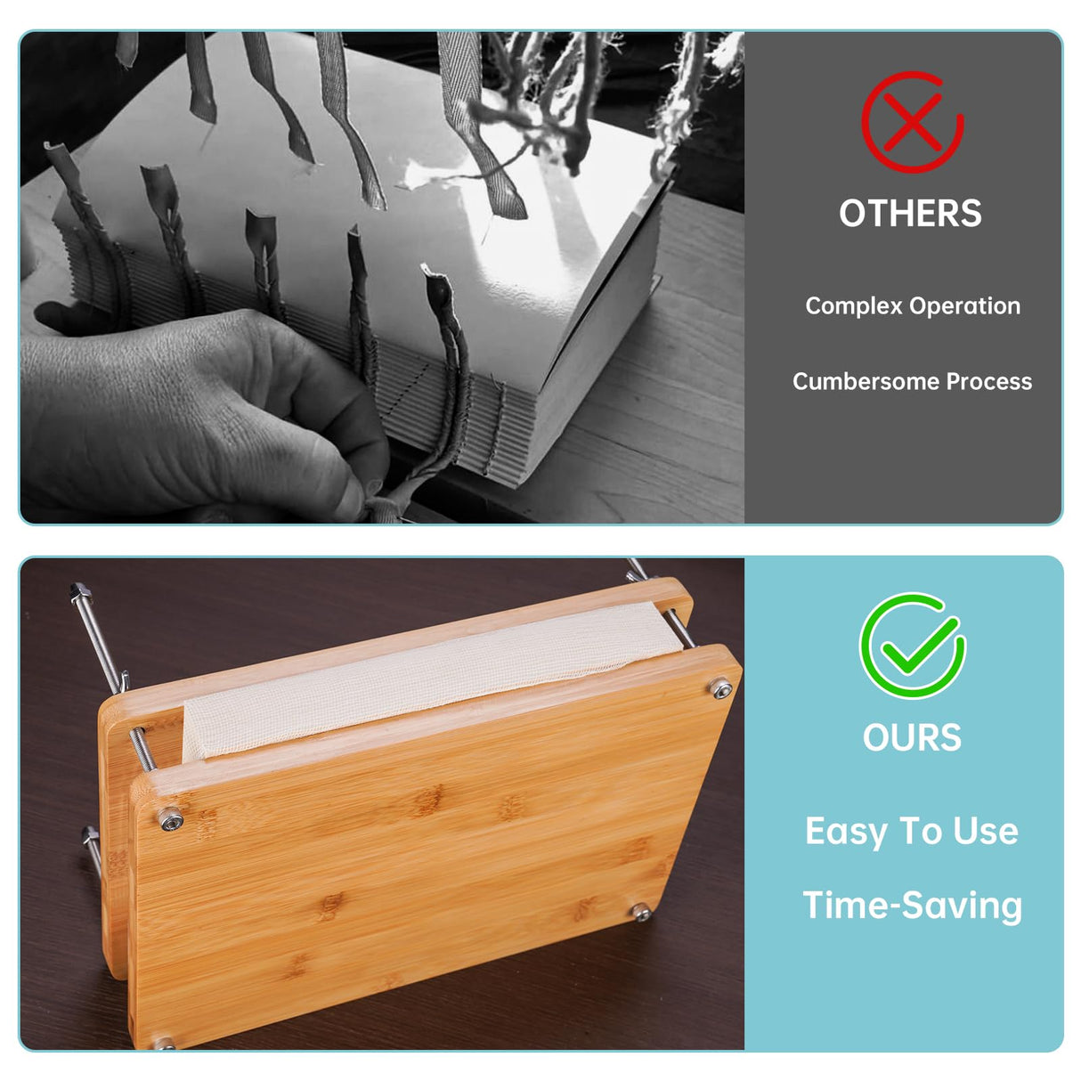 NiHome 35 PCS Book Press Binding Kit for Notebooks, Lesson Plans, Document Organization - Compact Bamboo Bookbinding Tools, Book Binding Supplies with Portable Handle for Beginners DIY NiHome