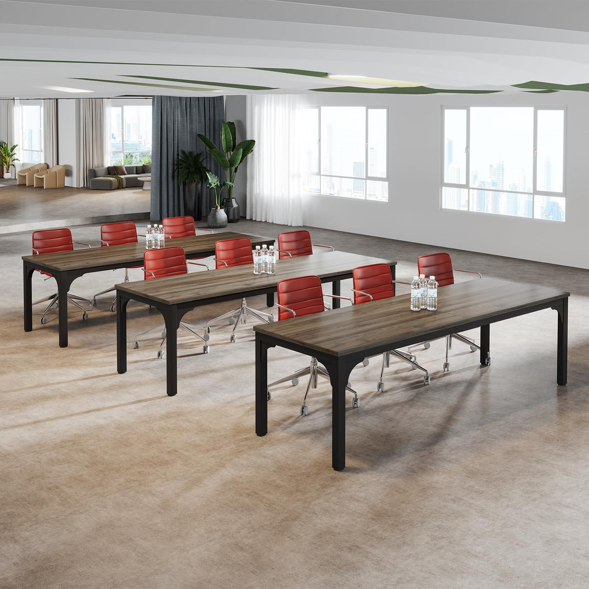 Trggivs 6.56 FT Conference Table, Super Sturdy Large Rectangle Meeting Seminar Table for 8 Person, Long Business Tables (Grey, 1PC) Trggivs