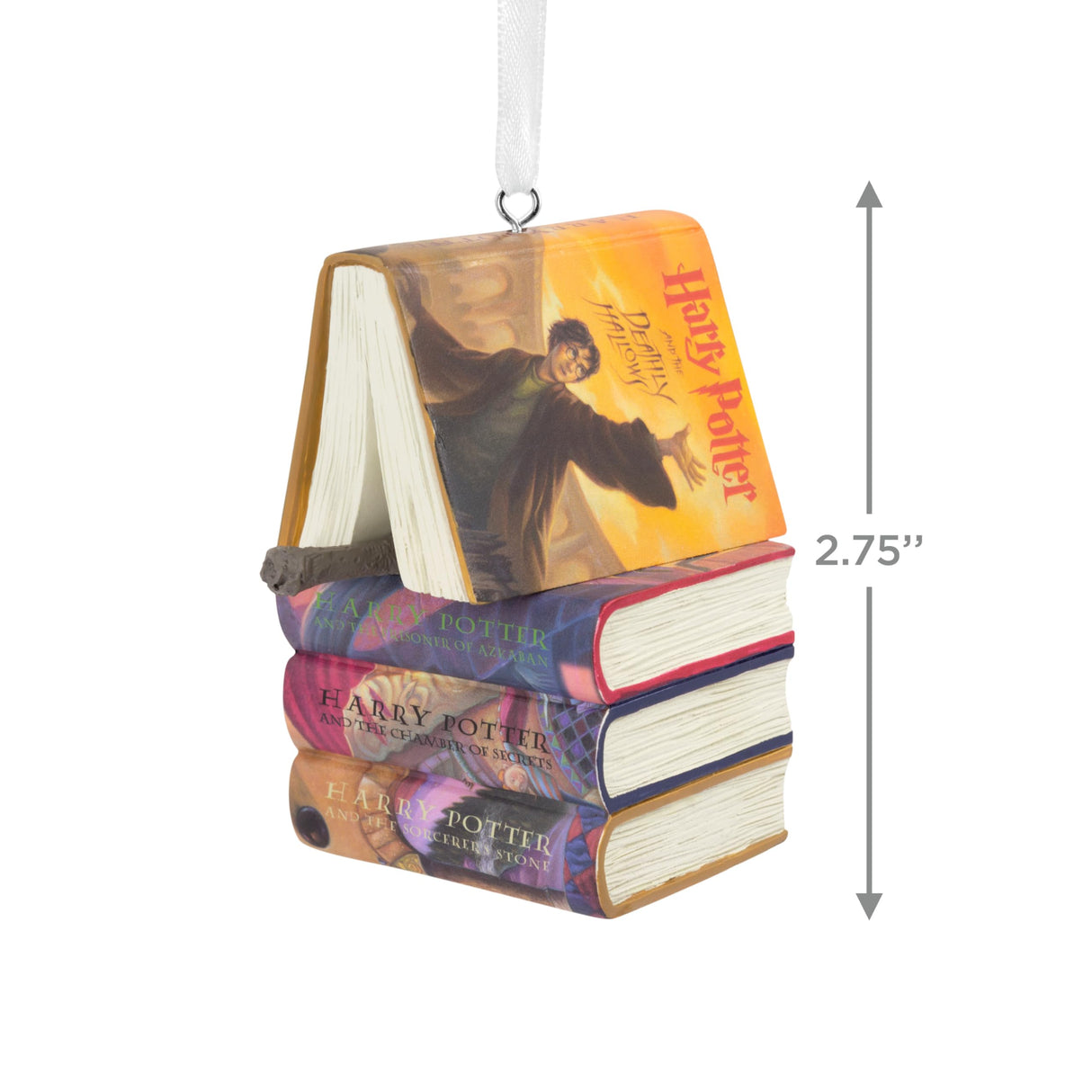Hallmark Harry Potter Stacked Books with Wand Christmas Ornament,Resin, 2.23 x 2.75 x 2.28 inches, (0002HCM9130) Hallmark