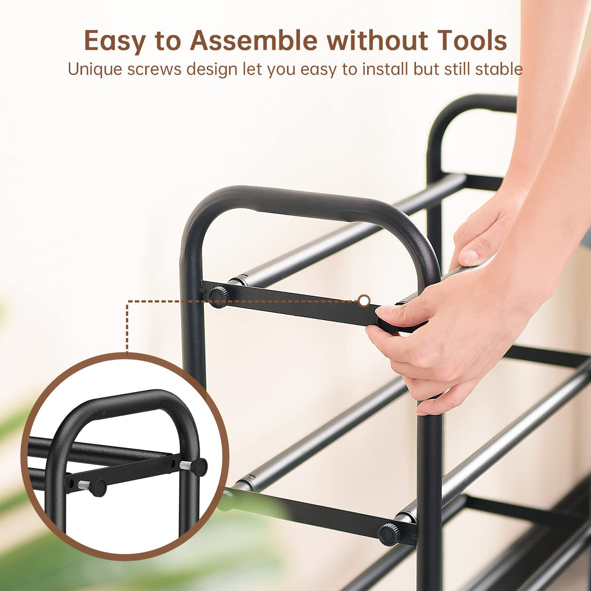 Gonfoam 4-Tier Expandable Shoe Rack,Adjustable Shoe Shelf Storage Organizer Heavy Duty Metal Free Standing Shoe Rack for Entryway Closet Doorway (Black) Gonfoam