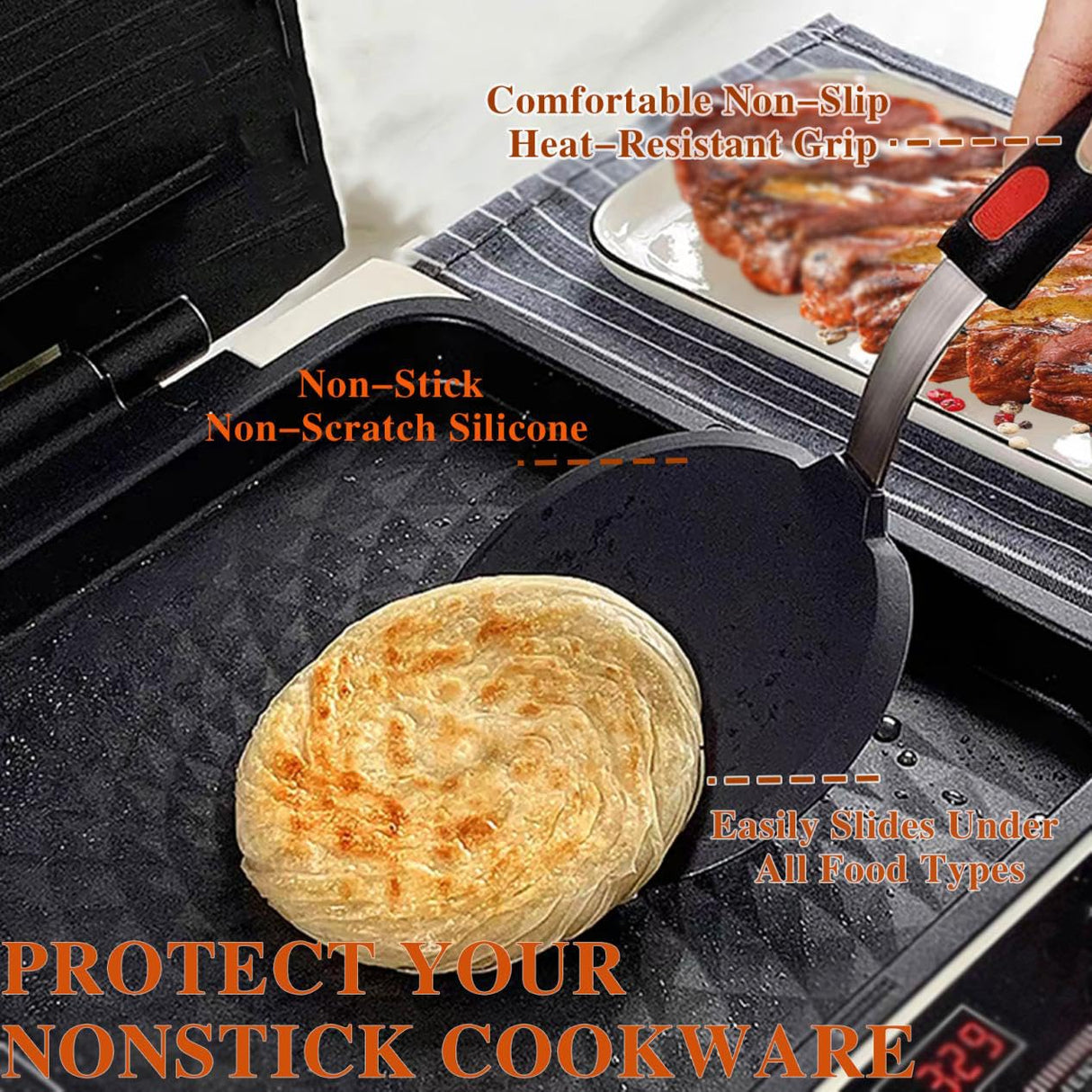 Silicone Spatula Turner, 5-Pack Spatulas Silicone Set for Nonstick Cookware, 600°F Heat Resistant Kitchen Cooking Utensils Set for Egg, Pancake Dishwasher Safe KAKAMINA