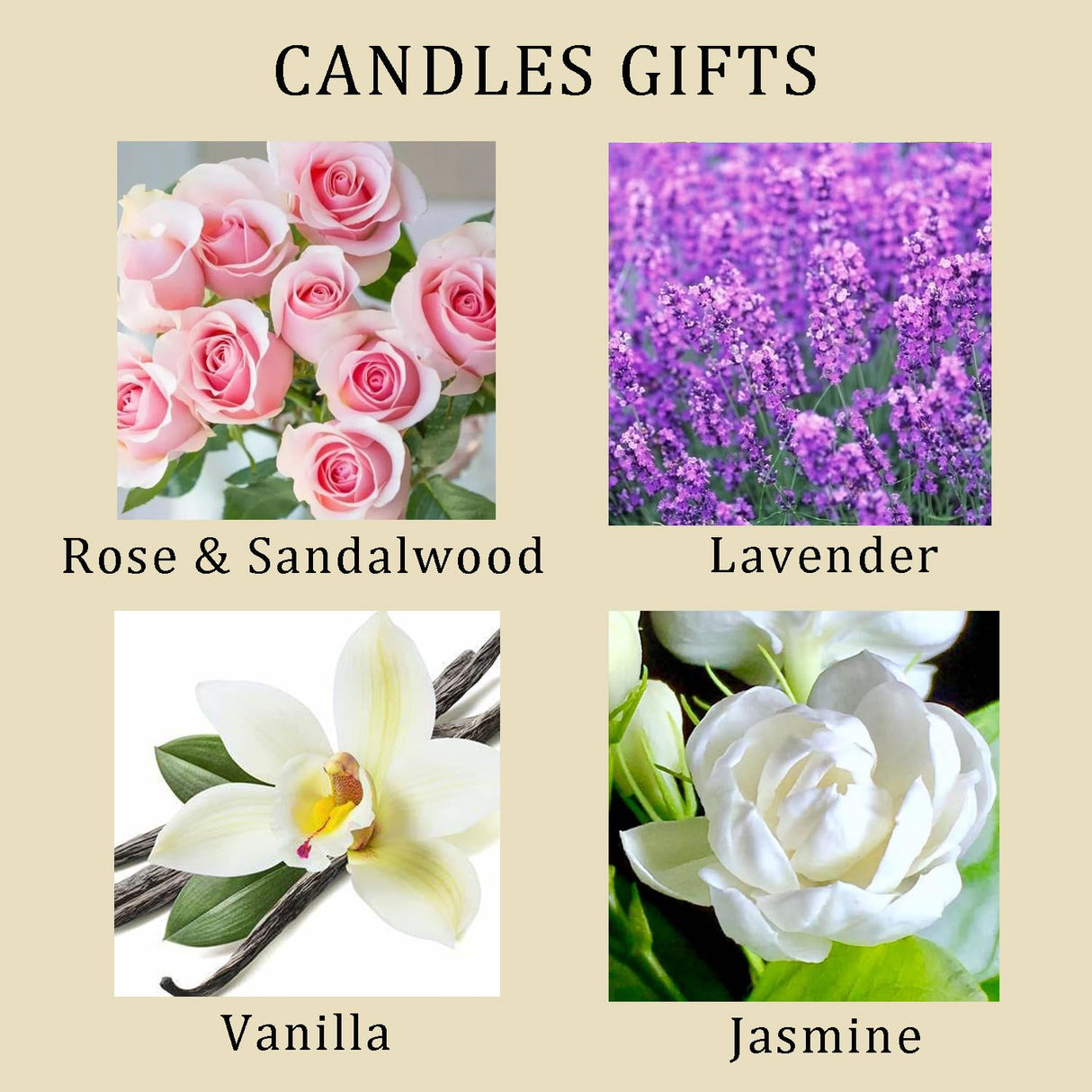Rose/Vanilla/Jasmine/Lavender Candles, 4 Pack Candles for Home Scented, Natural Soy Wax Luxury Candles Set, Bridesmaid Proposal Pink Gifts for Women, Ideal for Birthday, Mother's Day 16.8oz Nganjuk