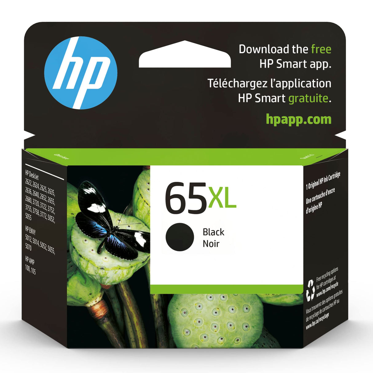 HP 65XL Black High-yield Ink Cartridge | Works with HP AMP 100 Series, HP DeskJet 2600, 3700 Series, HP ENVY 5000 Series | Eligible for Instant Ink | N9K04AN HP