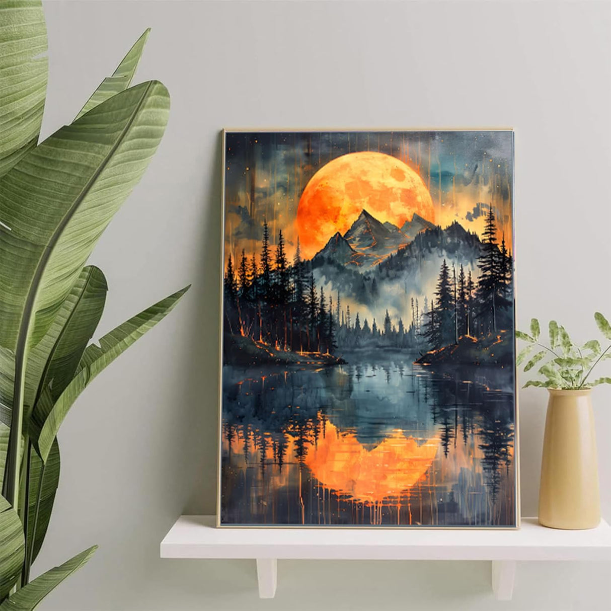 Smoky Mountains Paint by Numbers Kit for Adults Beginner with Easel,Easy Adult Paint by Number Kits on Canvas DIY Painting for Beginners Art by Numbers for Home Wall Decor with Nice Box 10x12 Inch Tiwabb