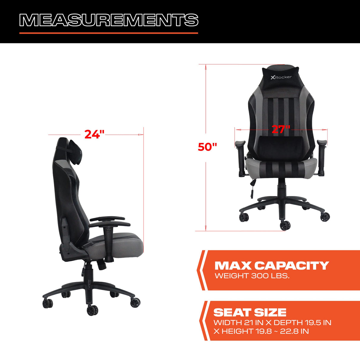 X Rocker Sigma PC Computer Gaming Office Desk Chair, with Headrest RGB LED Lights, Adjustable Seat and Armrest, 0780401, 24.41" x 49.8" x 20.87", Black X Rocker