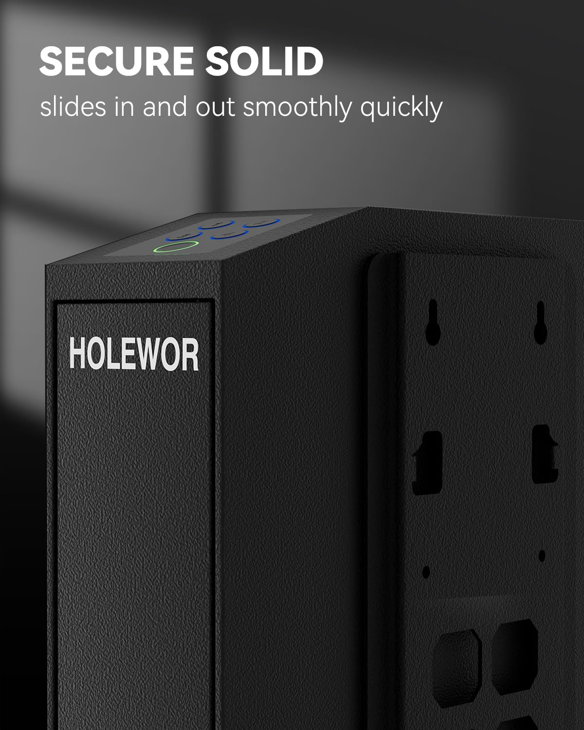 Gun Safe Biometric Pistol Safe Bedside Handgun Case, Slider Fingerprint 3 Ways Quick Access Mounted Gun Lock Box for Nightstand, Bed, Desk, Wall, Dresser HOLEWOR