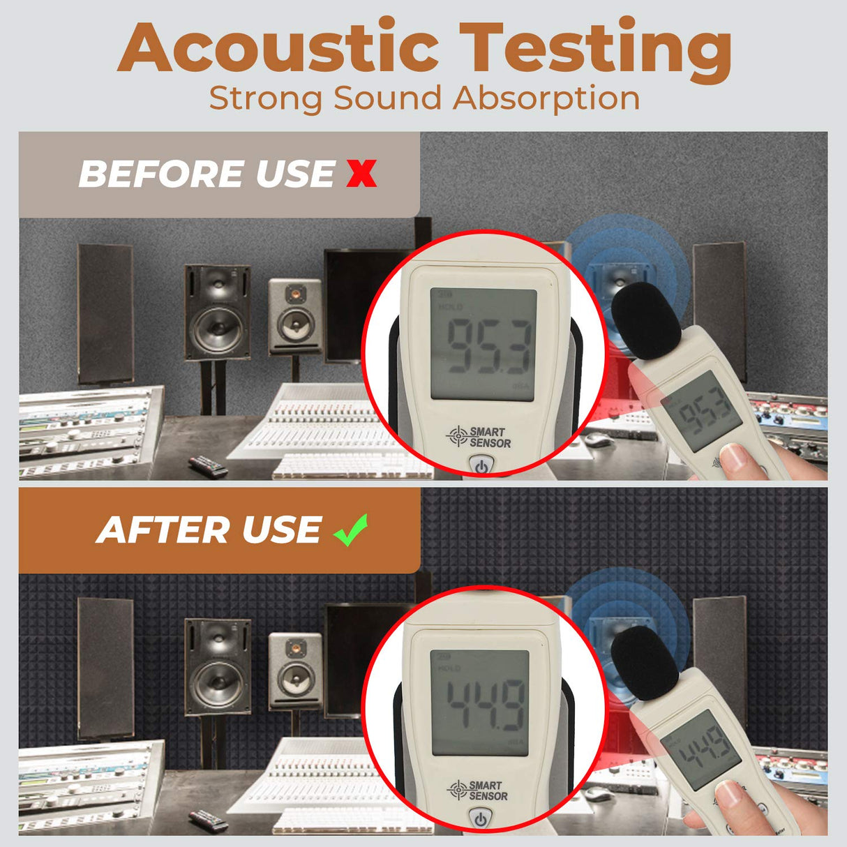 24 Pack-12 x 12 x 2 Inches Pyramid Designed Acoustic Foam Panels, Sound Proof Foam Panels Black, High Density and Fire Resistant Acoustic Panels, Sound Panels, Studio Foam for Wall and Ceiling SD SODOCT