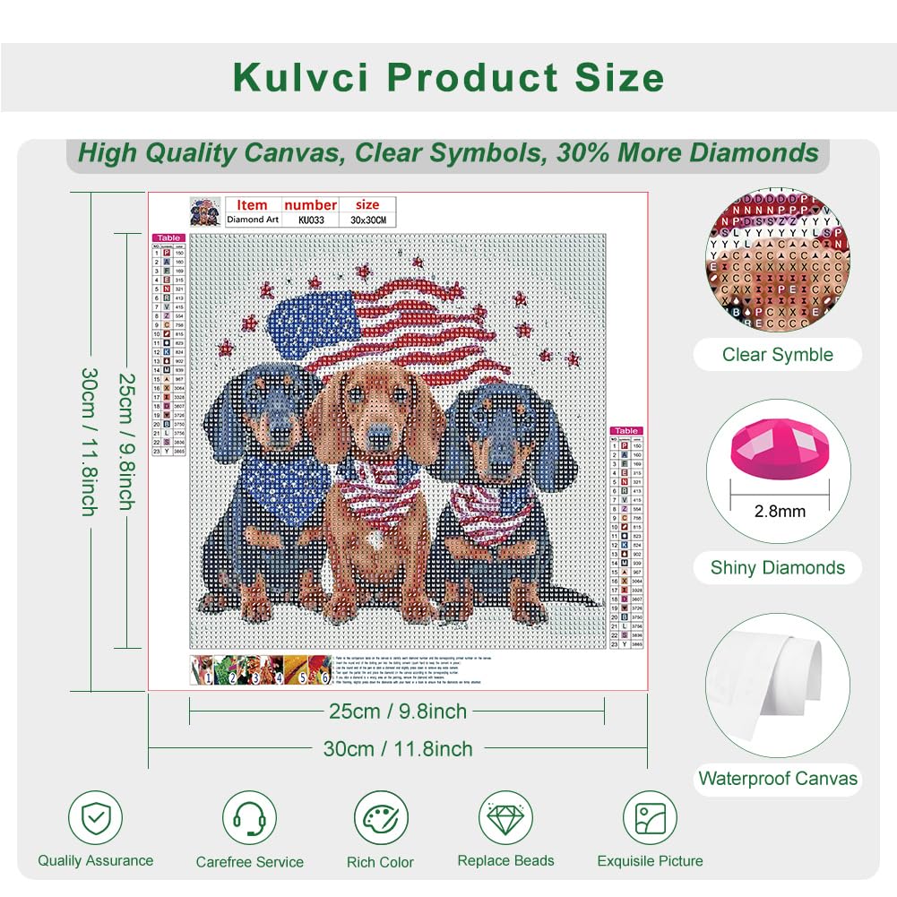 Kulvci Diamond Art Painting Kits for Adults, Dog Diamond Art Kits for Beginners, 5D DIY Full Drill Gem Craft for Home Decor Gift 12x12inch Kulvci