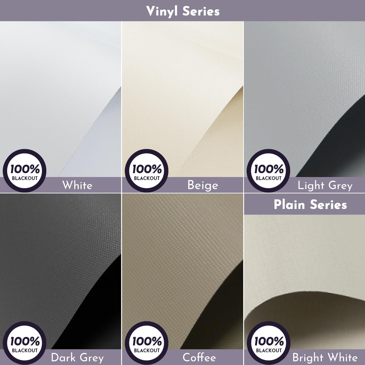 Graywind 100% Blackout Roller Shades Window Blinds for Home and Office Cordless Blinds (100% Blackout Waterproof Shade Fabric Samples) Graywind