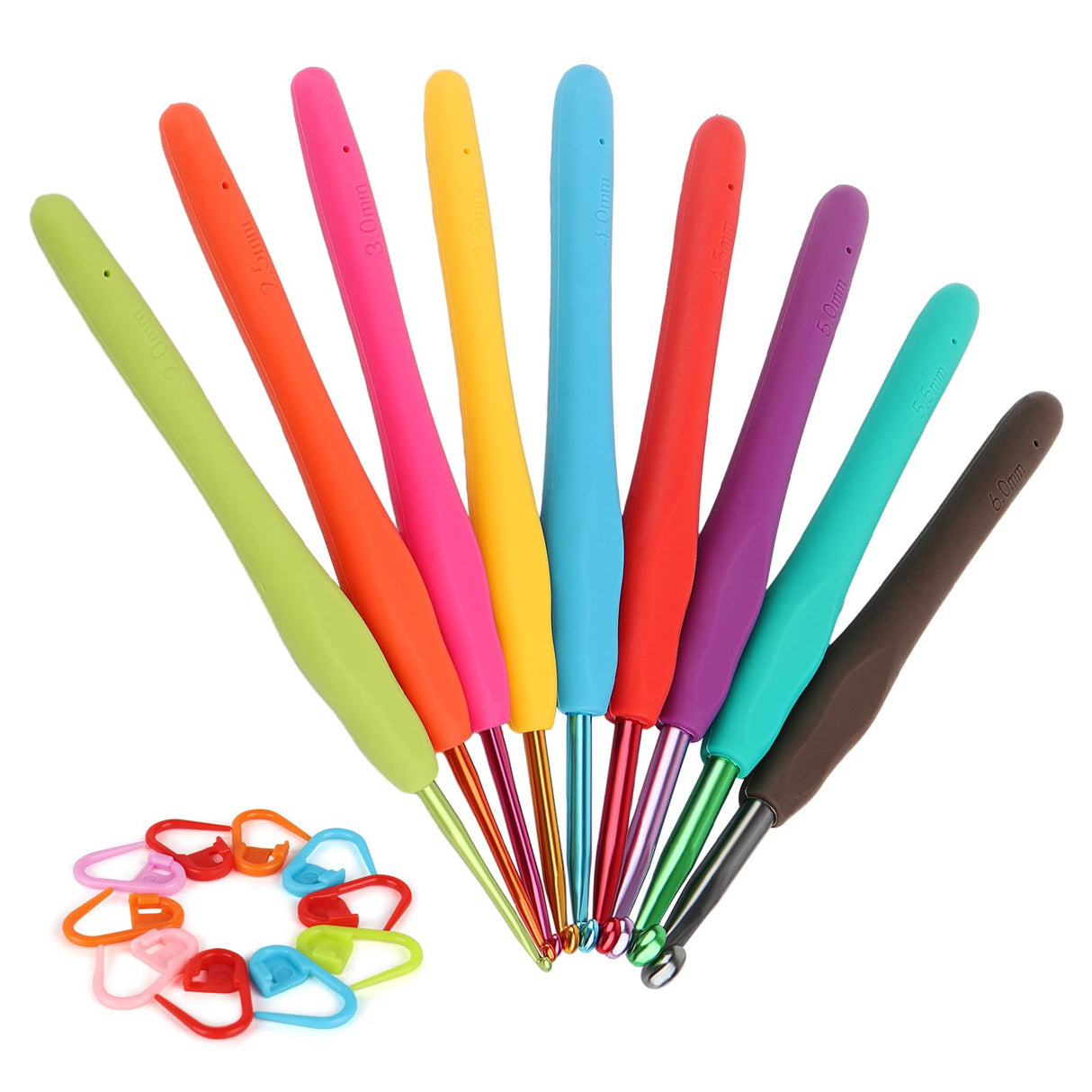 Coopay Crochet Set for Beginners - Ergonomic Soft Grip Metal Crochet Hooks (2mm-6mm) & 19PCS Needles Set with Stitch Markers - Perfect for Arthritic Hands Coopay